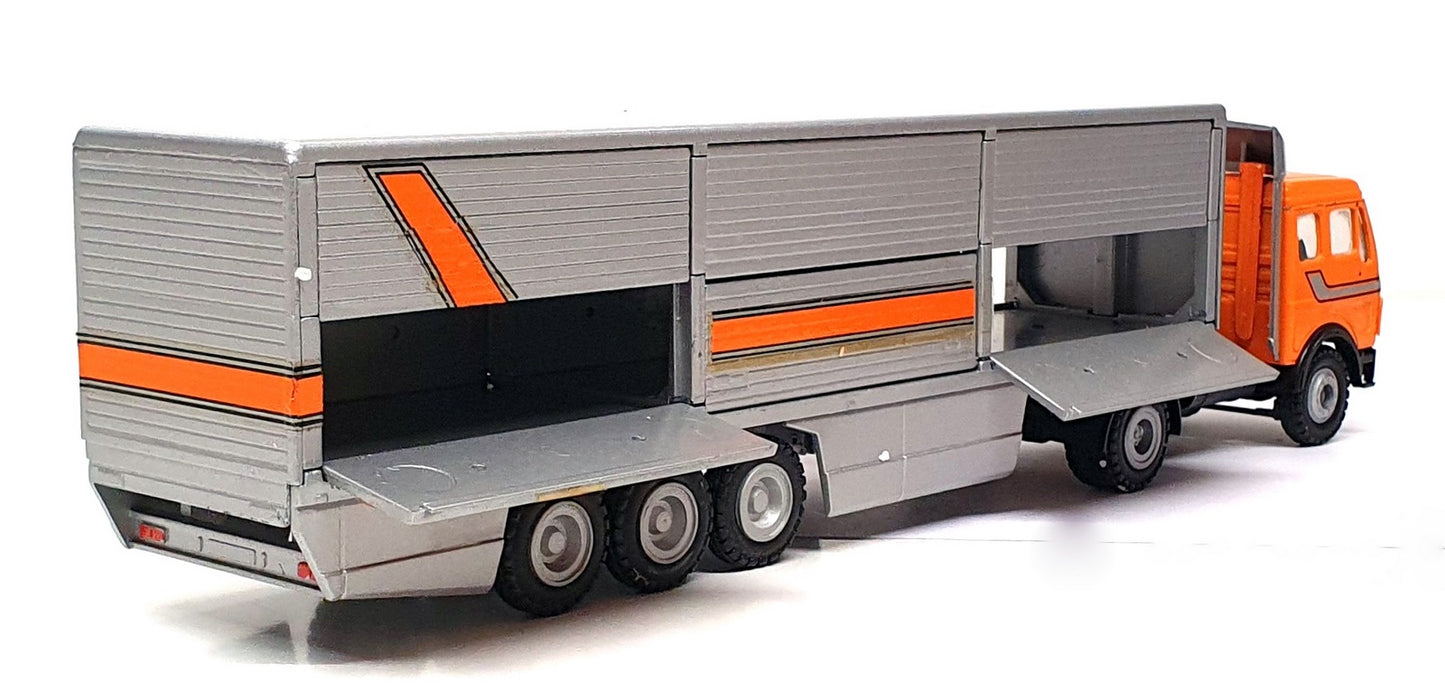 Conrad 1/50 Scale 0029 - Mercedes Truck & Side Loads Trailer - Orange/Silver 