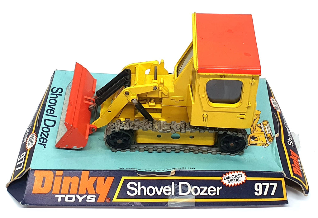 Dinky Toys 15cm Long Original Diecast 977 - Shovel Dozer - Yellow/Orange