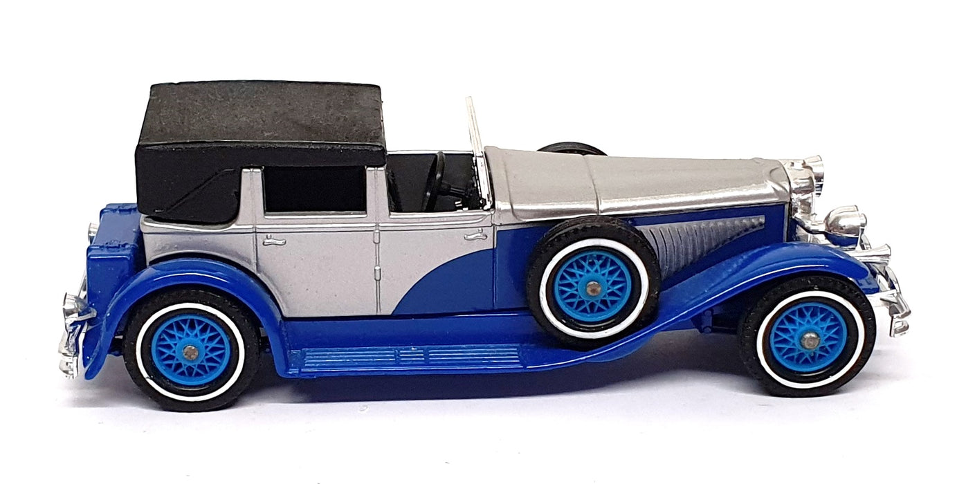 Matchbox 11.5cm Long Diecast Y-4 - 1930 Duesenberg Model J - Silver/Blue/Black