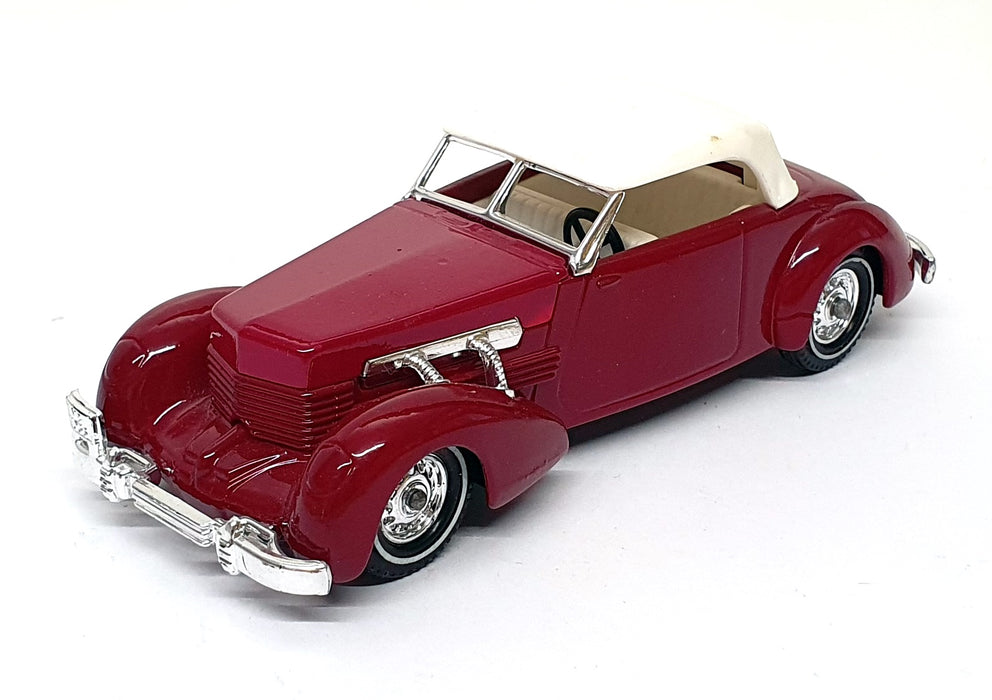 Matchbox Appx 12cm Long Diecast Y-18 - 1937 Cord 812 - Dk. Red/White Roof