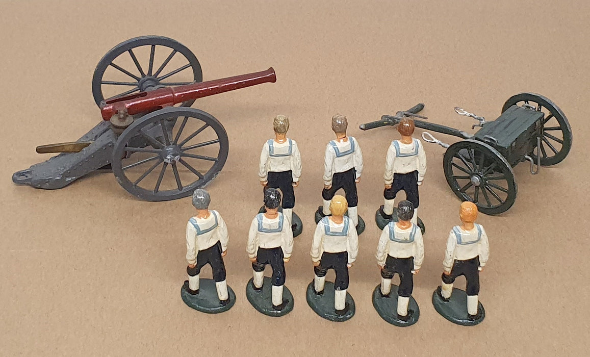 Unknown Brand ? UN27MS - 8x Metal Toy Soldiers + Cannon Appx 5.5cm Tall
