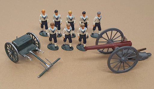 Unknown Brand ? UN27MS - 8x Metal Toy Soldiers + Cannon Appx 5.5cm Tall