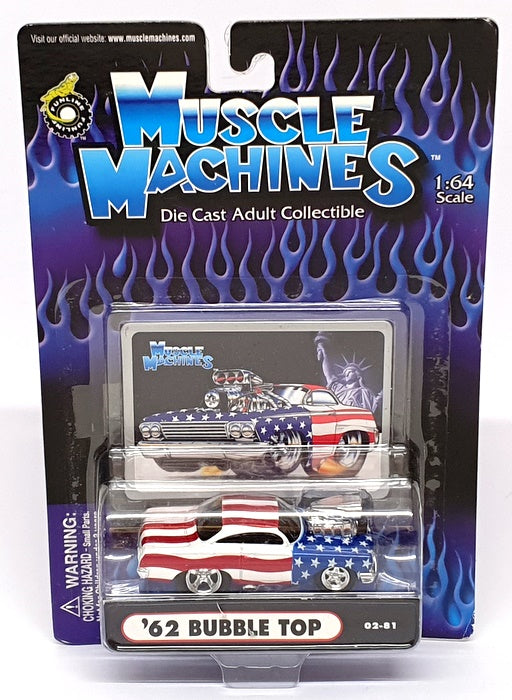 Muscle Machines 1/64 Scale 71161 02-81 1962 Chevrolet Bubble Top Stars & Stripes