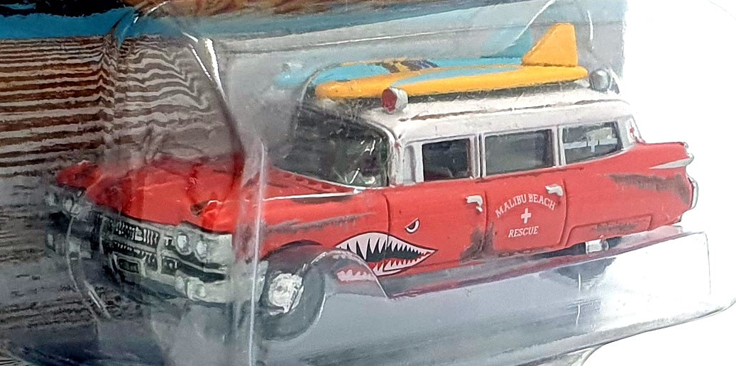 Johnny Lightning 1/64 JLSP256 - 1959 Cadillac Ambulance Malibu Rescue Red Shark