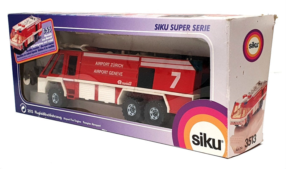 Siku 1/55 Scale 3513 - Rosenbauer Airport Fire Engine Zurich Geneve - Red/White