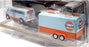 Greenlight 1/64 Scale 32200-B 1972 Ford Club Wagon & Enclosed Car Trailer Gulf 