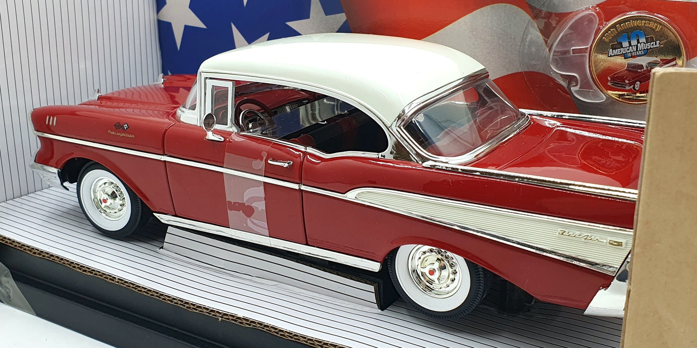 Ertl 1/18 Scale Diecast 32917 - 1957 Chevrolet Bel Air Hardtop - Red/White