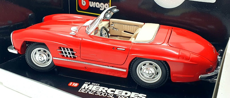 Burago 1/18 Scale Diecast 3023 - Mercedes-Benz 300SL Roadster 1957 - Red