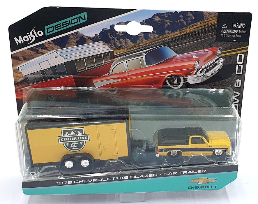 Maisto 1/64 Scale Diecast 15368 1979 Chevrolet K5 Blazer/Car Trailer