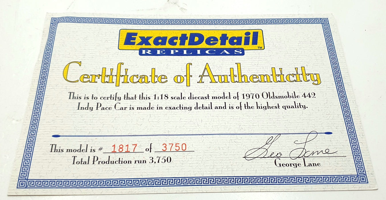 Exact Detail 1/18 Scale WCC301 - 1970 Oldsmobile 442 Indy Pace Car