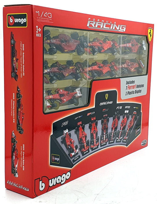 Burago 1/43 Scale 18-36864 - Ferrari Racing 7 Cars and Display Stand