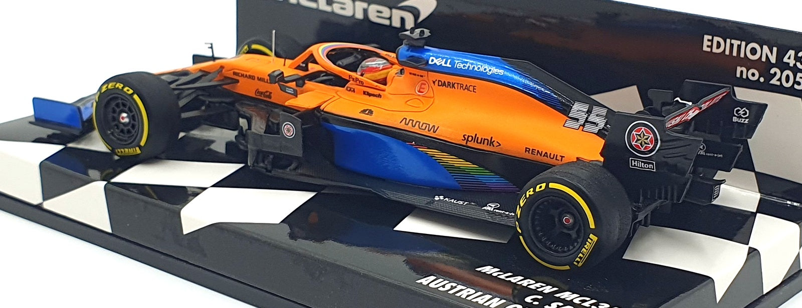 Minichamps 1/43 Scale 537 204455 McLaren F1 Team MCL34 #55 Austrian GP 2020