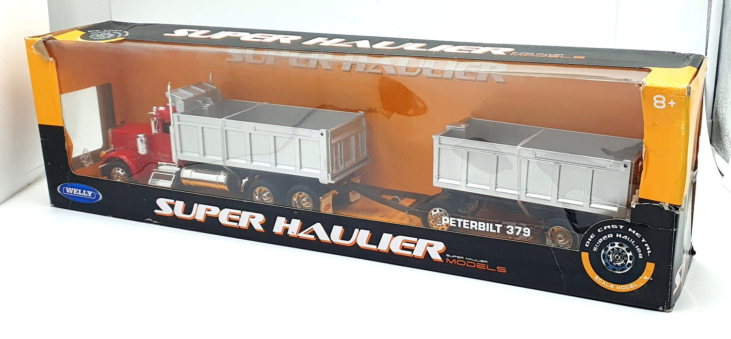 Welly 1/32 Scale Diecast 39944-2G Peterbilt 379 TIpper And Trailer - Red/Silver
