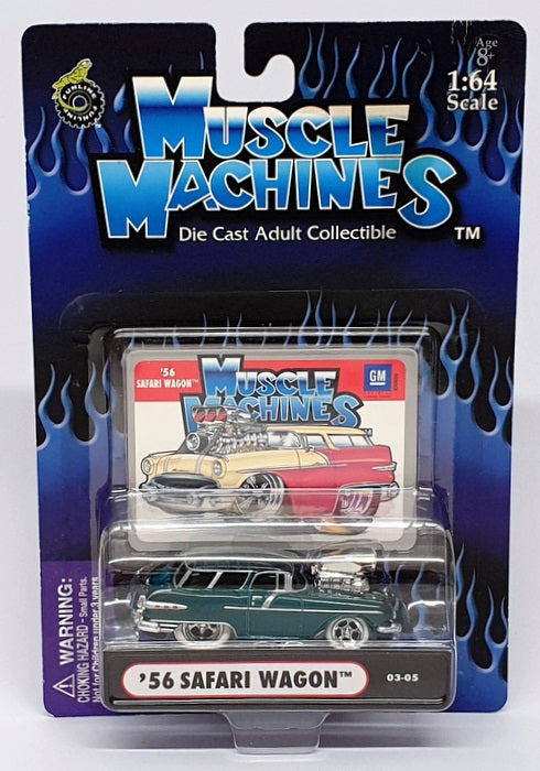 Muscle Machines 1/64 Scale 71161 03-05 - 1956 Pontiac Safari Wagon - Green