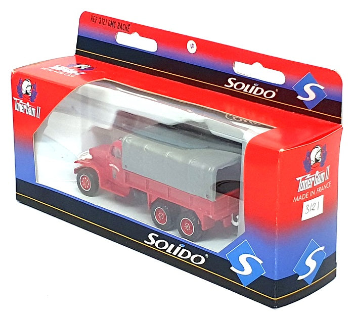 Solido 1/50 Scale Diecast 3121 - GMC Bache Fire Truck - Red/Grey