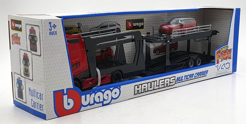 Burago 1/43 Scale 18-31456 Volvo Haulers Multicar Carrier Land Rover - Red