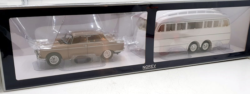 Norev 1/18 Scale 184837 - Peugeot 404 1965 Brown With Caravan Henon