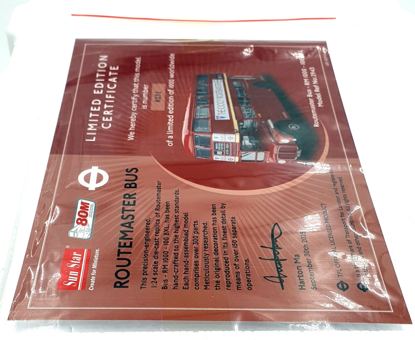 Sun Star 1/24 Scale 2943 - AEC Routemaster London Bus R88 Acton Green RM1000