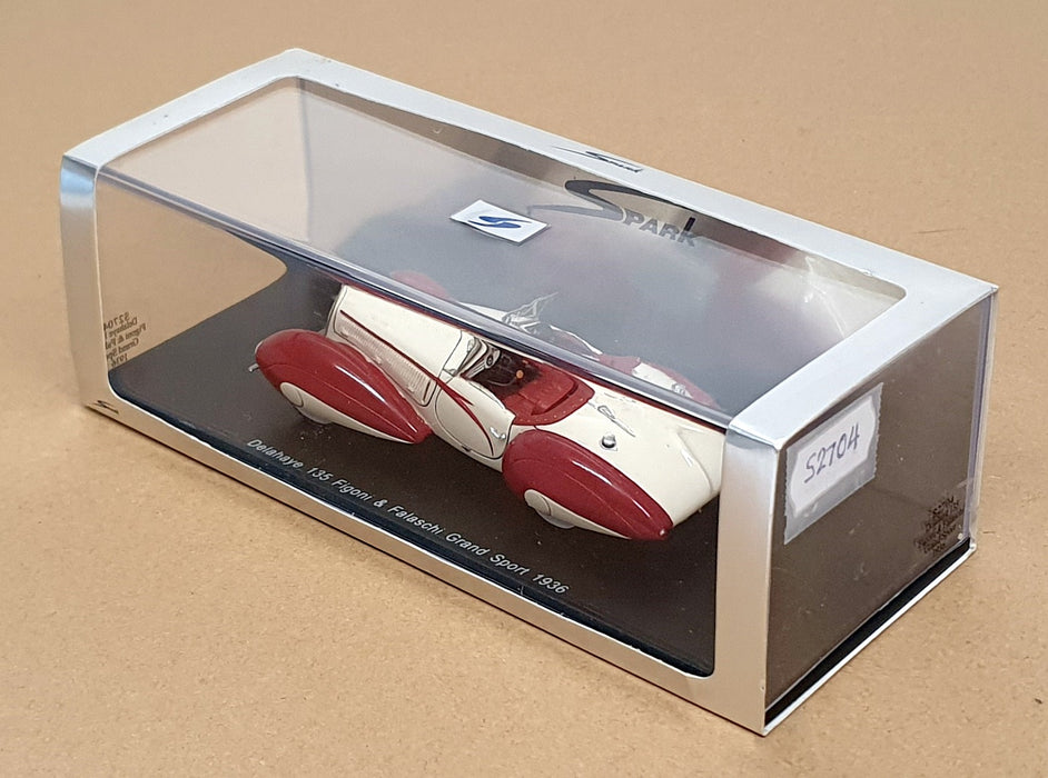 Spark 1/43 Scale S2704 - 1936 Delahaye 135 Figoni & Falaschi Gr. Sport Cream/Red