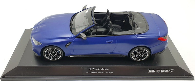 Minichamps 1/18 Scale Diecast 155 021030 - BMW M4 Cabrio 2021 - Matt Blue Met