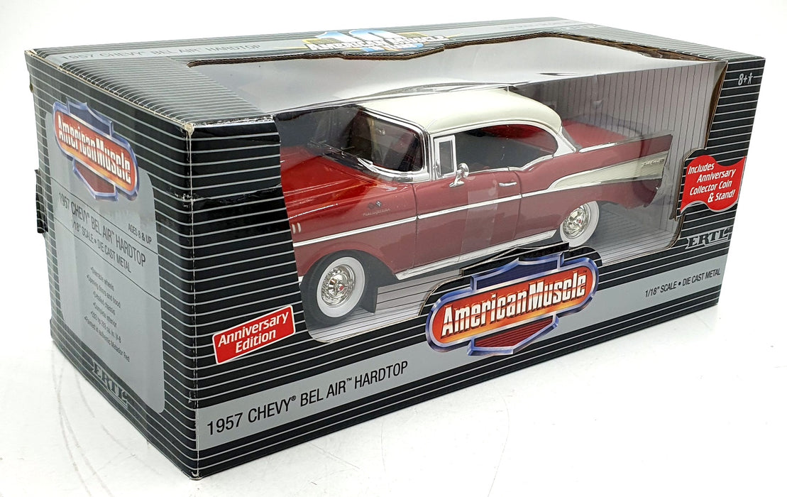 Ertl 1/18 Scale Diecast 32917 - 1957 Chevrolet Bel Air Hardtop - Red/White