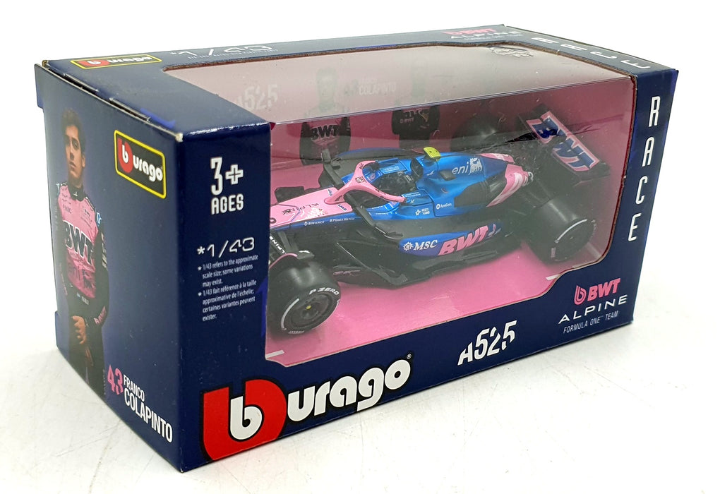 Burago 1/43 Scale 18-38257 - F1 BWT Alpine A525 2025 #43 F.Colapinto
