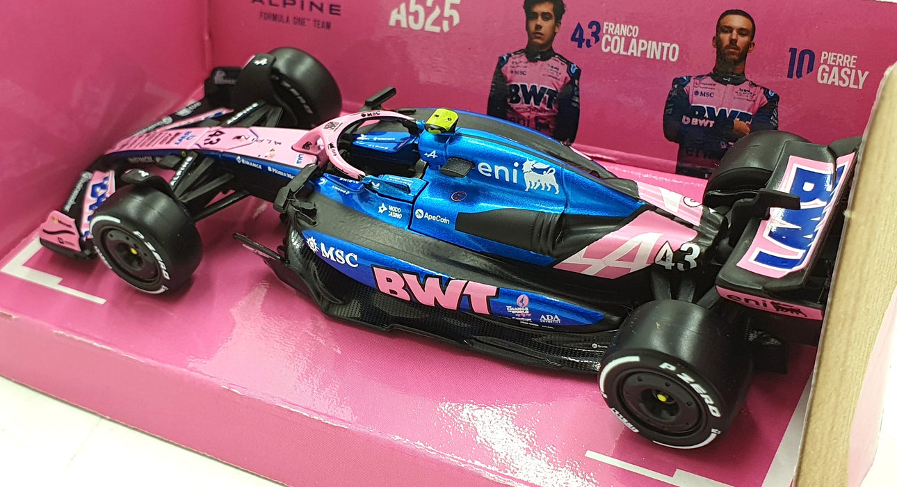 Burago 1/43 Scale 18-38257 - F1 BWT Alpine A525 2025 #43 F.Colapinto