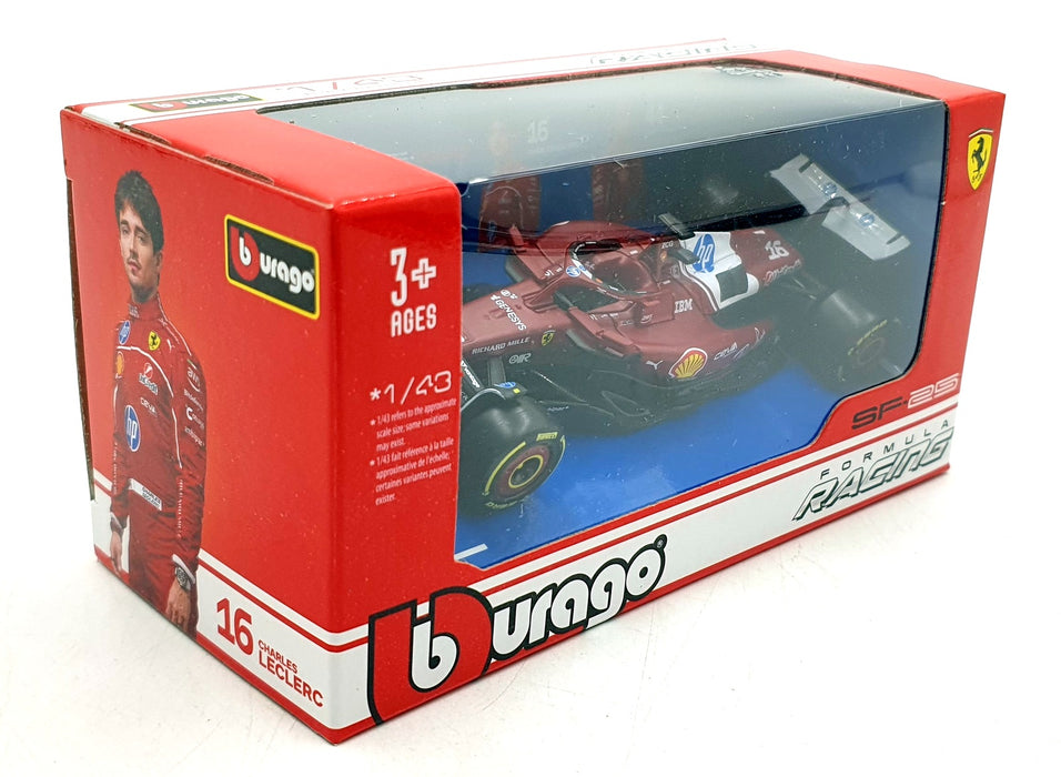 Burago 1/43 Scale 18-36853 - F1 Ferrari SF-25 2025 #16 C.Leclerc