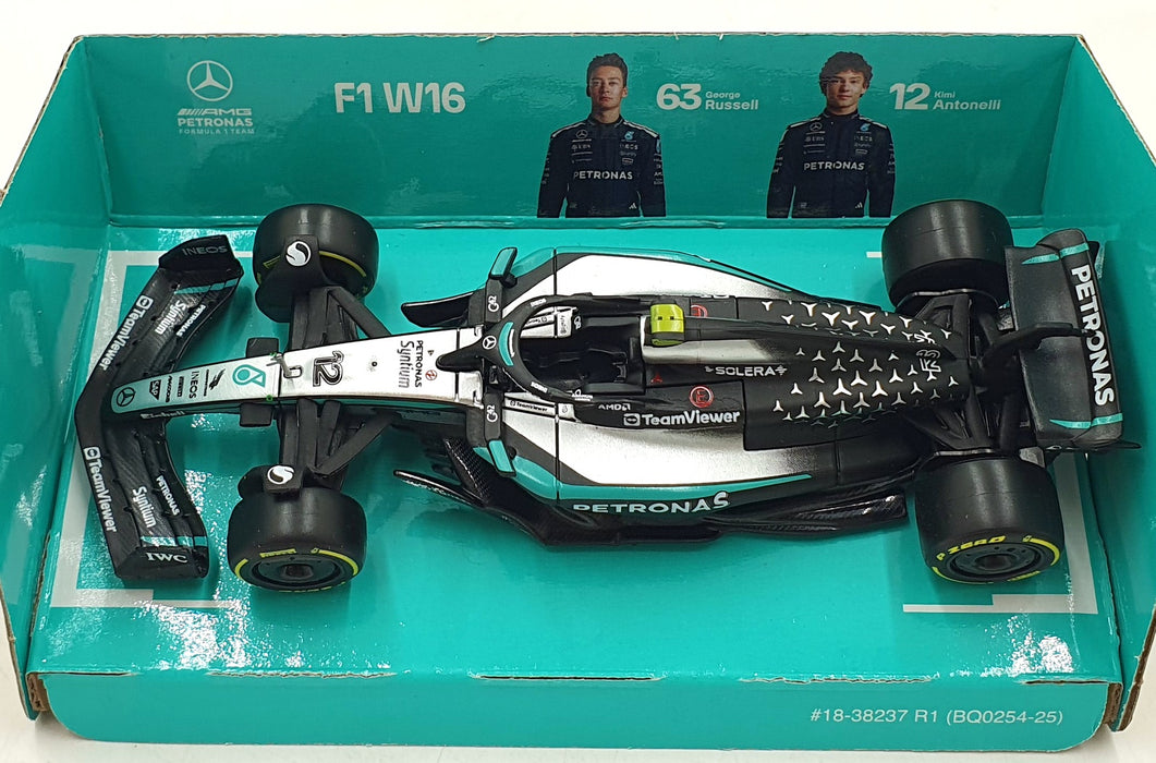 Burago 1/43 Scale 18-38237 - F1 Mercedes Petronas W16 2025 #12 K.Antonelli