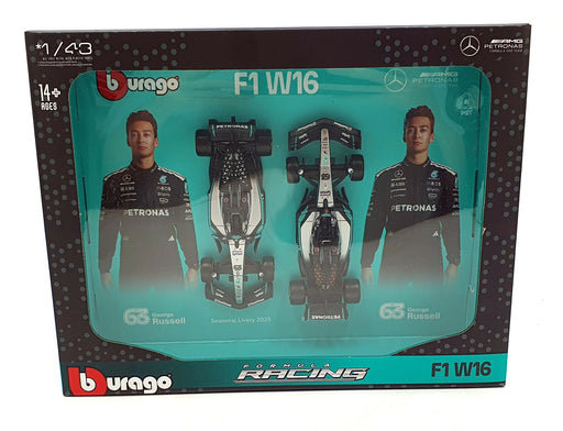 Burago 1/43 Scale 18-38115 Mercedes F1 W16 2025 #63 British/Seasonal Russell