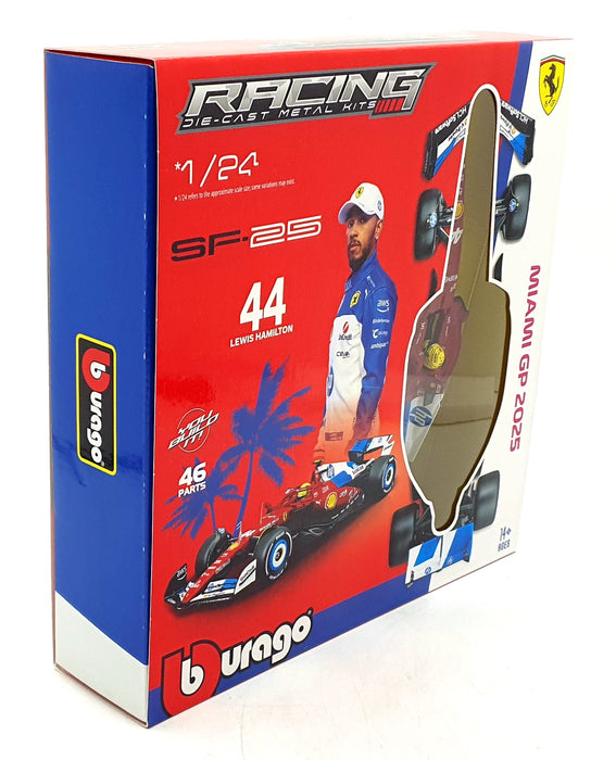 Burago 1/24 Scale Metal Kit 18-26860 - Ferrari SF-25 #44 2025 Miami L.Hamilton