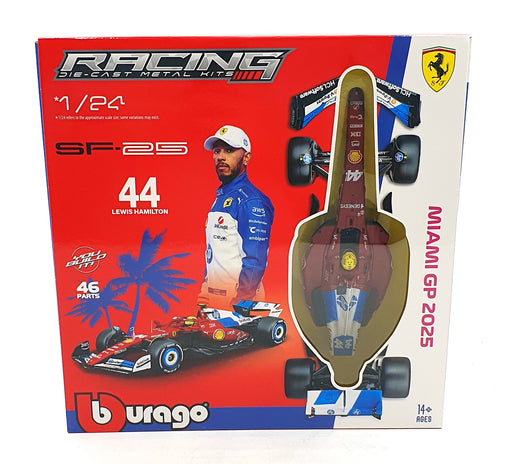 Burago 1/24 Scale Metal Kit 18-26860 - Ferrari SF-25 #44 2025 Miami L.Hamilton