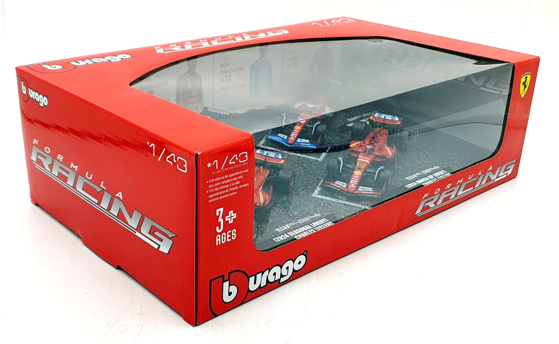Burago 1/43 Scale 18-36848 - Ferrari F1 C.Leclerc 2023/24 SF23 SF24 #16 4 Pack 