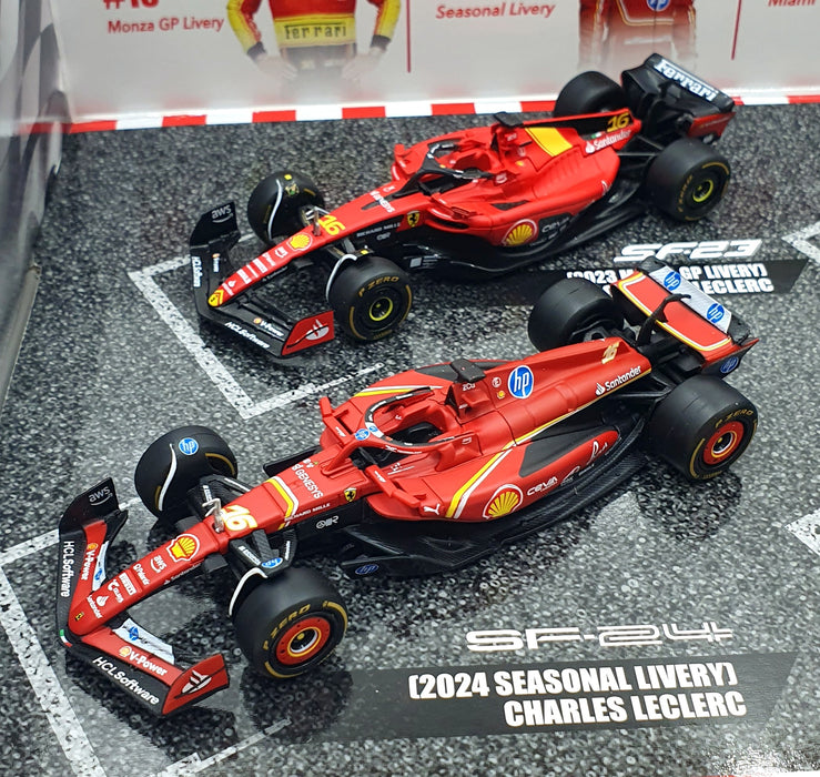 Burago 1/43 Scale 18-36848 - Ferrari F1 C.Leclerc 2023/24 SF23 SF24 #16 4 Pack 