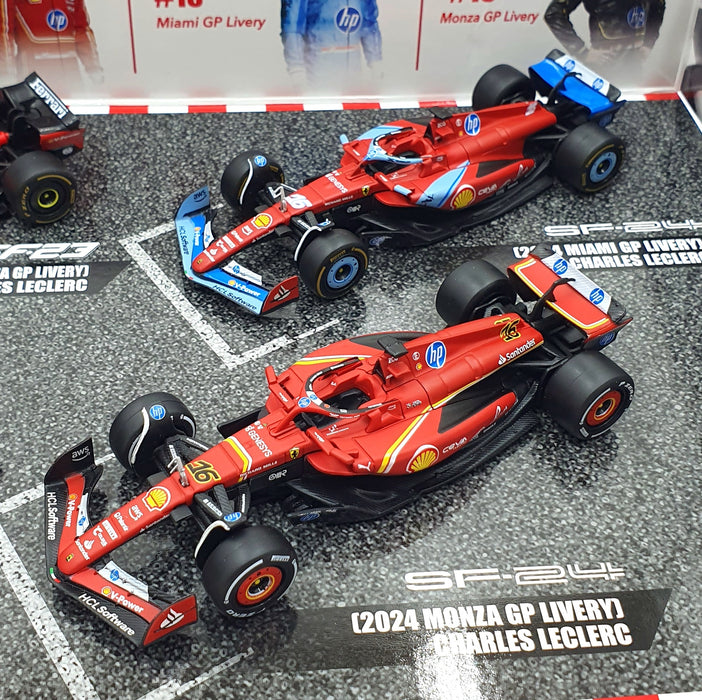 Burago 1/43 Scale 18-36848 - Ferrari F1 C.Leclerc 2023/24 SF23 SF24 #16 4 Pack 