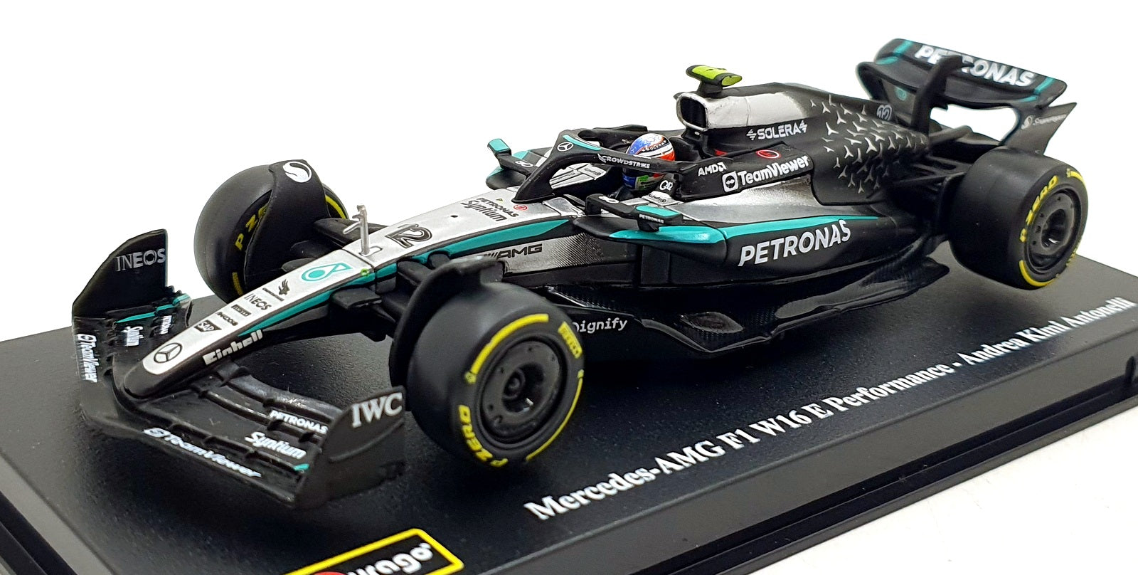 Burago 1/43 Scale 18-38238 - F1 Mercedes Petronas W16 2025 #12 K.Antonelli