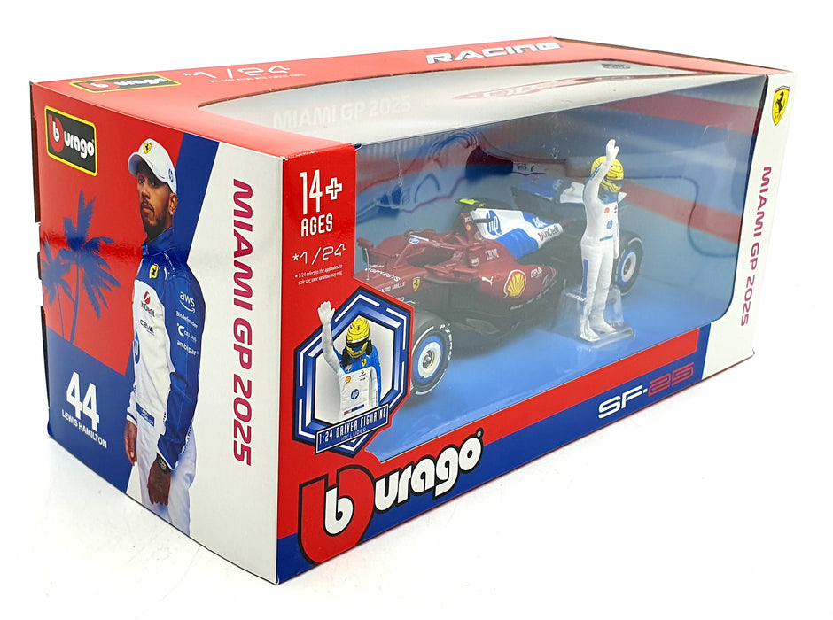 Burago 1/24 Scale Diecast 18-26827 - Ferrari F1 SF-25 Miami GP 2025 #44 Hamilton