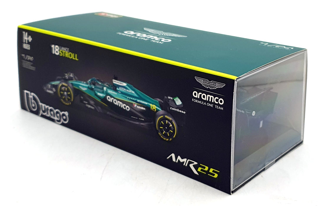 Burago 1/24 Scale Diecast 18-28070 - Aston Martin AMR25 F1 2025 #18 Stroll