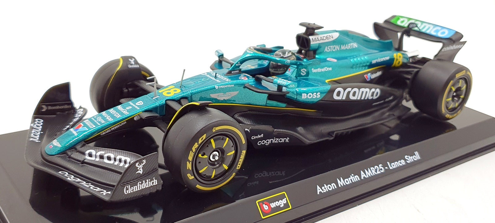 Burago 1/24 Scale Diecast 18-28070 - Aston Martin AMR25 F1 2025 #18 Stroll