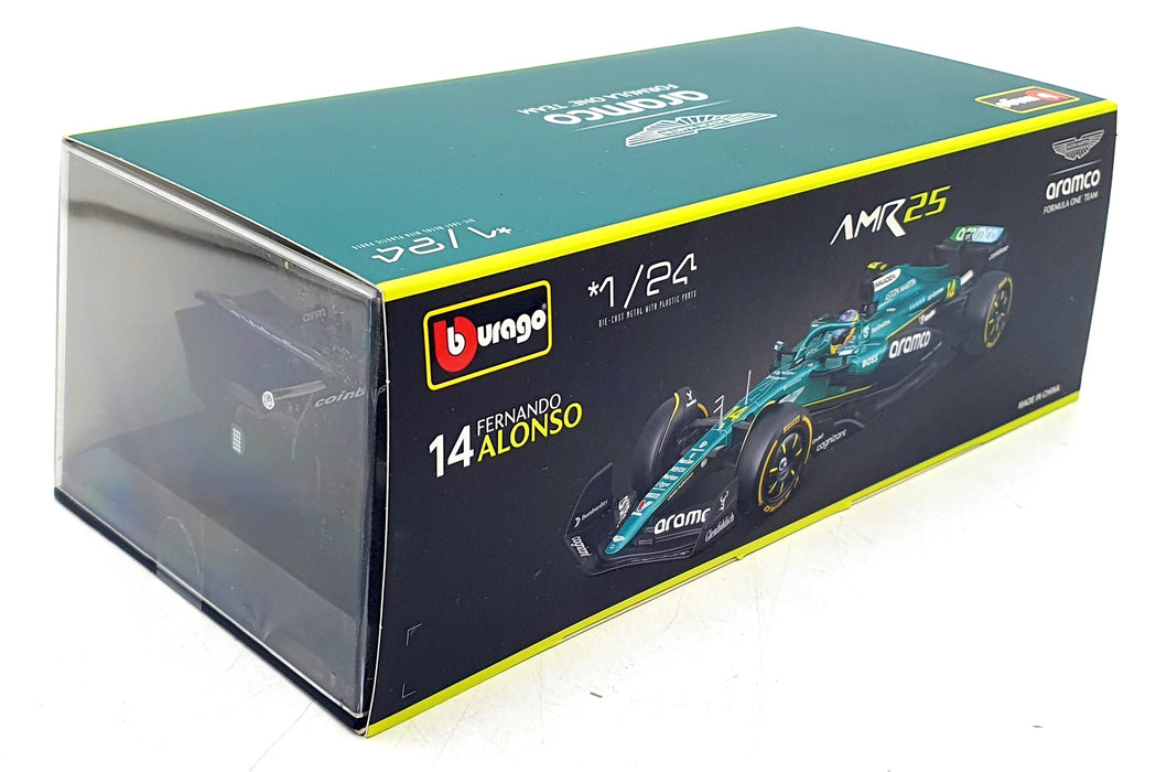 Burago 1/24 Scale Diecast 18-28070 - Aston Martin AMR25 F1 2025 #14 F.Alonso