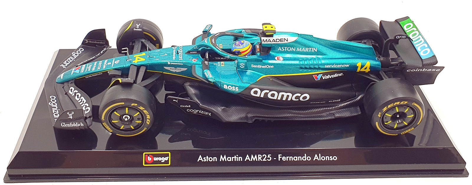 Burago 1/24 Scale Diecast 18-28070 - Aston Martin AMR25 F1 2025 #14 F.Alonso