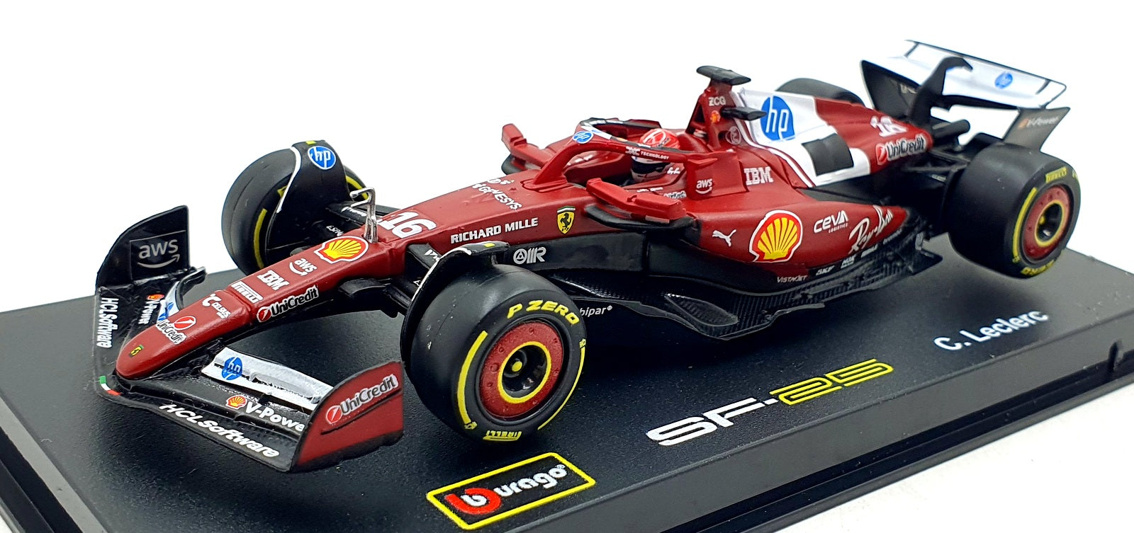 Burago 1/43 Scale 18-36852L - F1 Ferrari SF-25 2025 #16 C.Leclerc