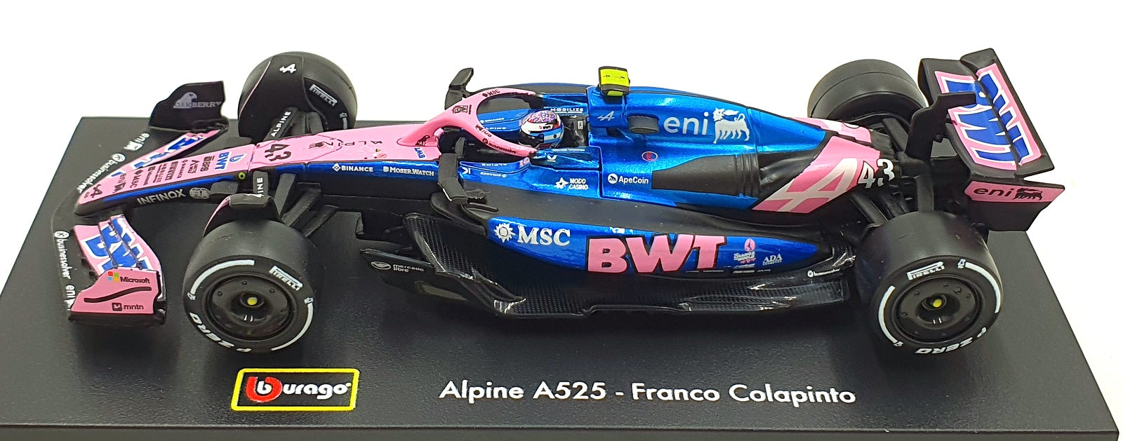 Burago 1/43 Scale 18-38258 - F1 BWT Alpine A525 2025 #43 F.Colapinto