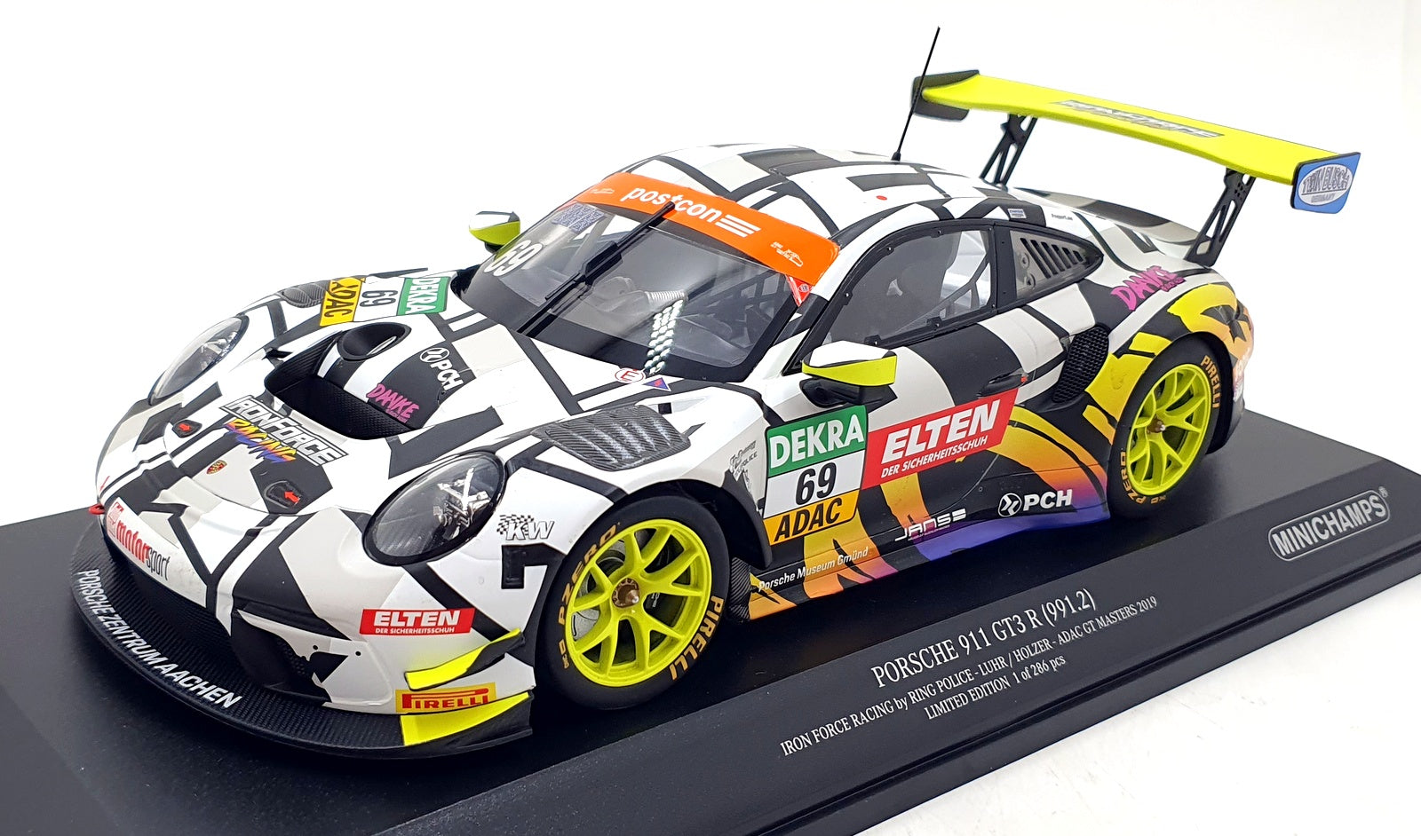 Minichamps 1/18 Scale 153 196099 - Porsche 911 GT3 R 991.2 Iron Force GT 2019
