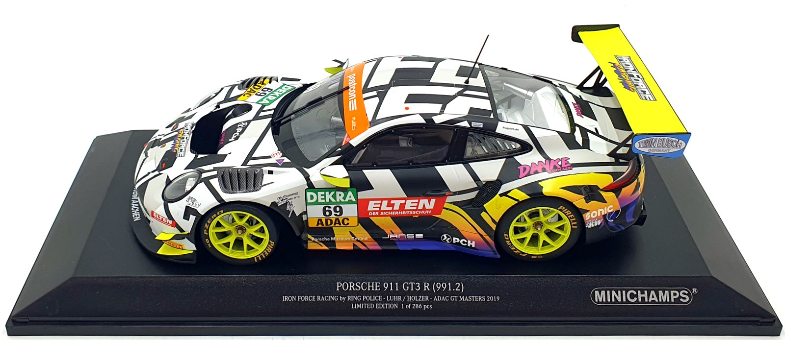 Minichamps 1/18 Scale 153 196099 - Porsche 911 GT3 R 991.2 Iron Force GT 2019