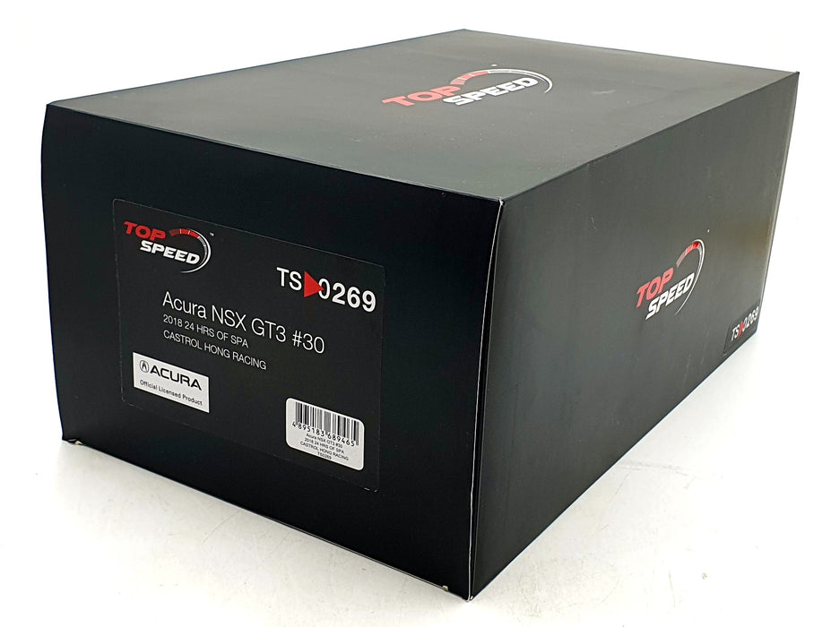 Top Speed 1/18 Scale TS0269 - Acura NSX GT3 #30 Spa 2018 Castrol Hong Racing