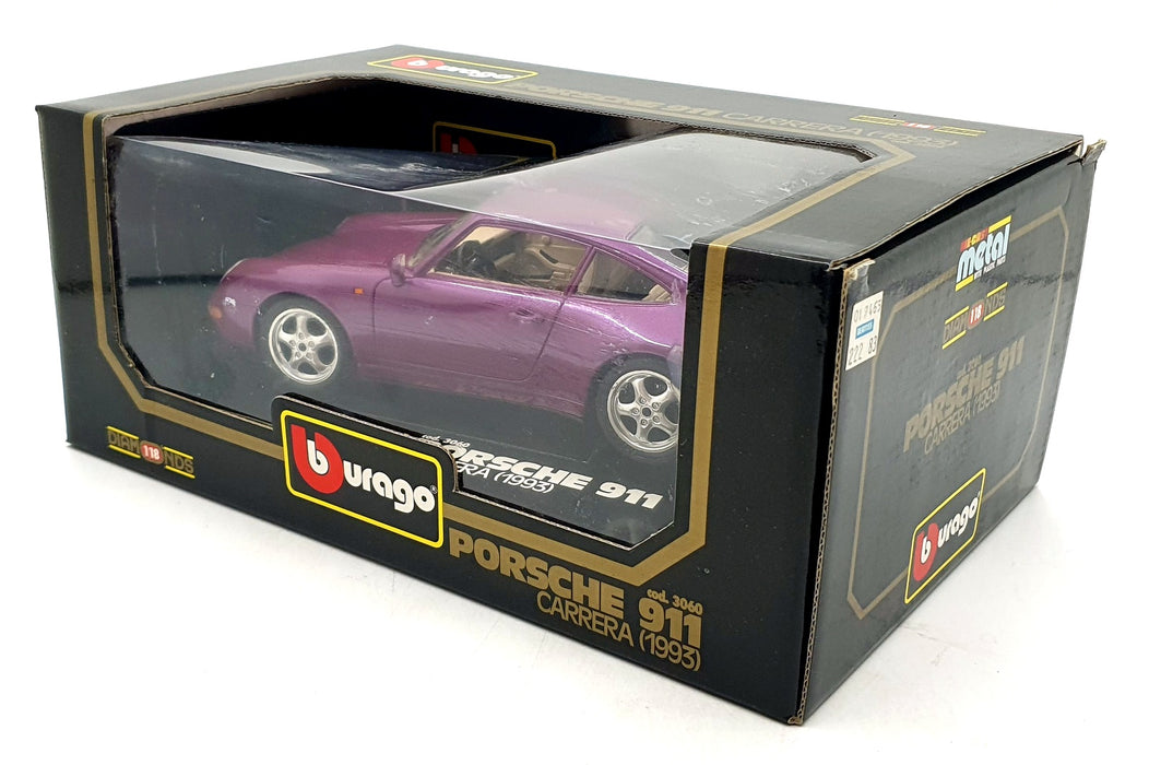 Burago 1/18 Scale Diecast 3060 - Porsche 911 Carrera 1993 Purple metallic