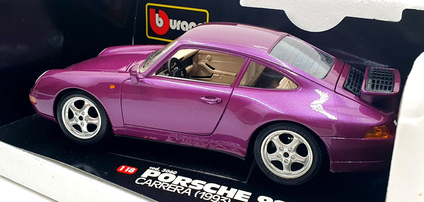 Burago 1/18 Scale Diecast 3060 - Porsche 911 Carrera 1993 Purple metallic