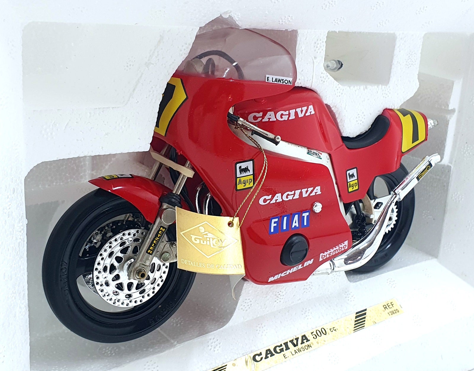 Guiloy 1/10 Scale 13820 - Cagiva 500 cc. #7 E.Lawson - Red