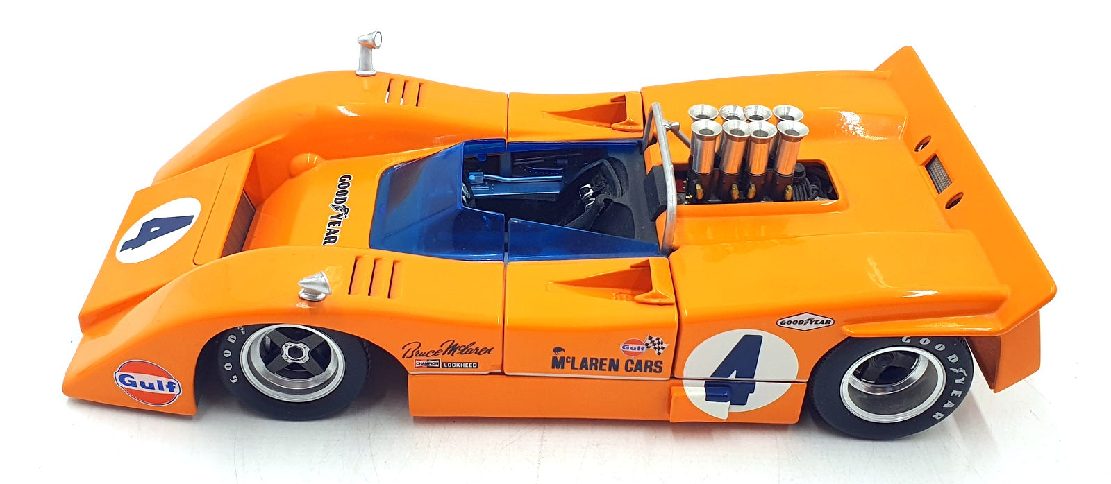 GMP 1/18 scale Diecast 12021 - McLaren M8A #4 B.McLaren Gulf - Orange